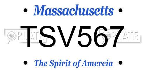 TSV567 Massachusetts License Plate