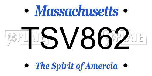 TSV862 Massachusetts License Plate
