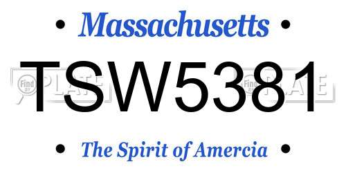 TSW5381 Massachusetts License Plate