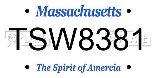 TSW8381 Massachusetts License Plate