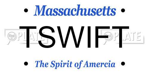 TSWIFT Massachusetts License Plate