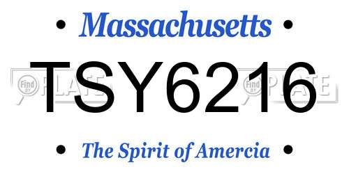 TSY6216 Massachusetts License Plate