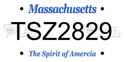 TSZ2829 Massachusetts License Plate