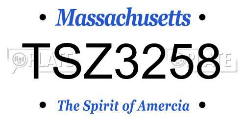 TSZ3258 Massachusetts License Plate