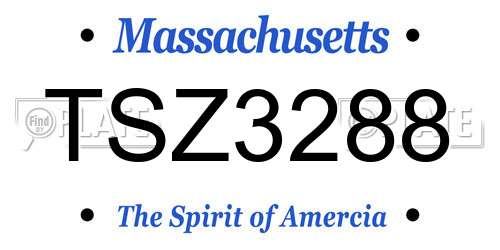 TSZ3288 Massachusetts License Plate