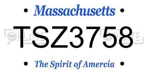 TSZ3758 Massachusetts License Plate