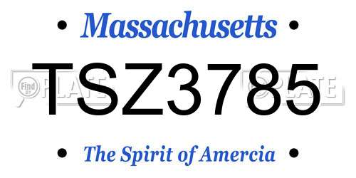 TSZ3785 Massachusetts License Plate