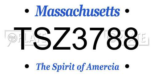 TSZ3788 Massachusetts License Plate