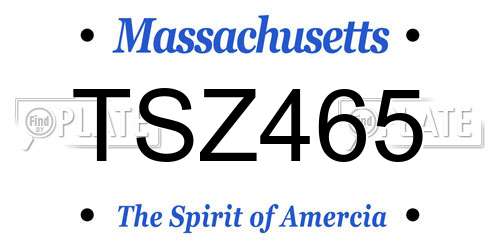 TSZ465 Massachusetts License Plate