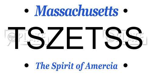 TSZETSS Massachusetts License Plate