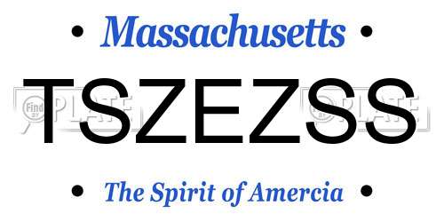 TSZEZSS Massachusetts License Plate