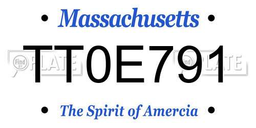 TT0E791 Massachusetts License Plate