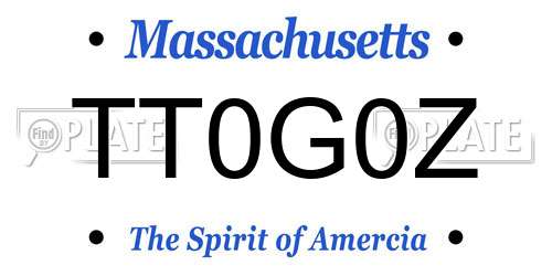 TT0G0Z Massachusetts License Plate