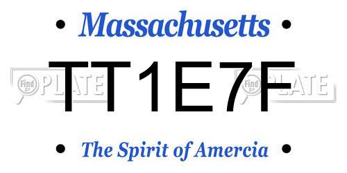 TT1E7F Massachusetts License Plate