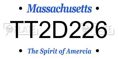 TT2D226 Massachusetts License Plate
