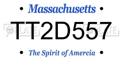 TT2D557 Massachusetts License Plate