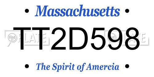 TT2D598 Massachusetts License Plate