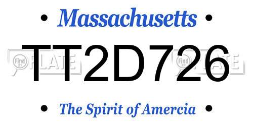 TT2D726 Massachusetts License Plate