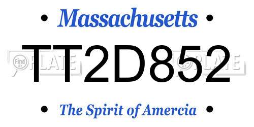 TT2D852 Massachusetts License Plate