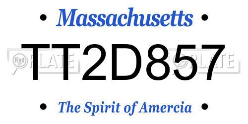 TT2D857 Massachusetts License Plate