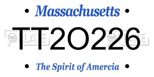TT2O226 Massachusetts License Plate