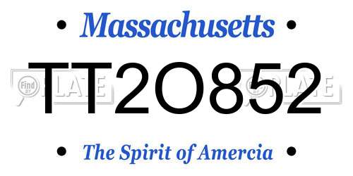 TT2O852 Massachusetts License Plate