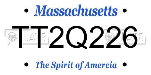 TT2Q226 Massachusetts License Plate