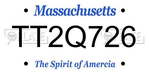 TT2Q726 Massachusetts License Plate