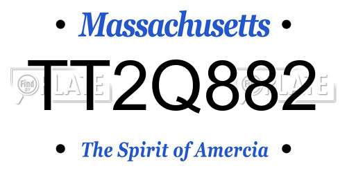 TT2Q882 Massachusetts License Plate