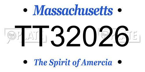 TT32026 Massachusetts License Plate