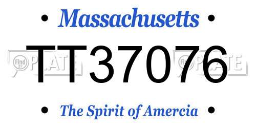 TT37076 Massachusetts License Plate