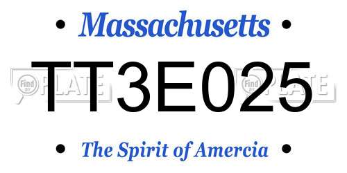 TT3E025 Massachusetts License Plate