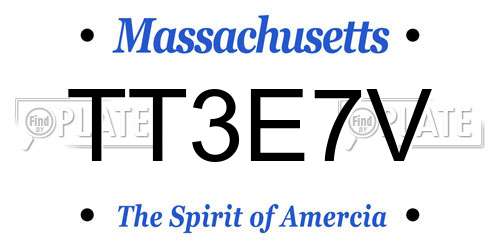 TT3E7V Massachusetts License Plate