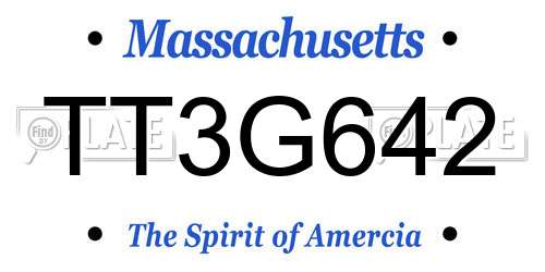 TT3G642 Massachusetts License Plate