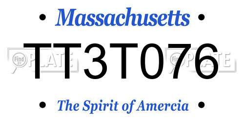 TT3T076 Massachusetts License Plate