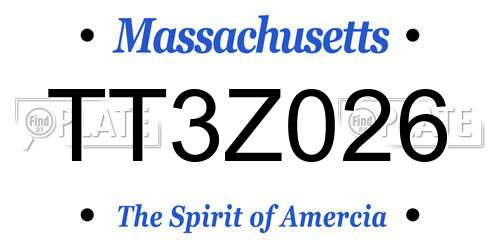 TT3Z026 Massachusetts License Plate