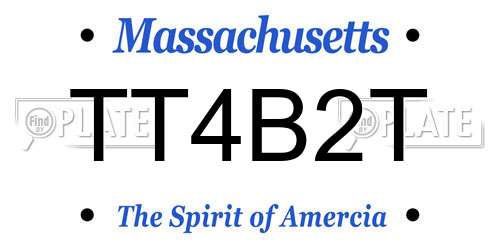 TT4B2T Massachusetts License Plate
