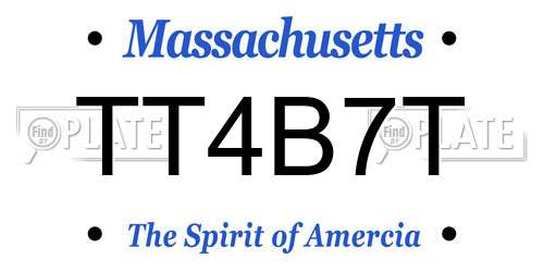TT4B7T Massachusetts License Plate