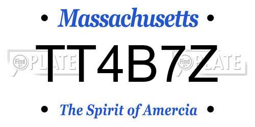 TT4B7Z Massachusetts License Plate