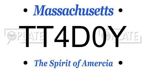 TT4D0Y Massachusetts License Plate