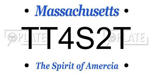 TT4S2T Massachusetts License Plate
