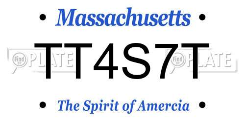TT4S7T Massachusetts License Plate