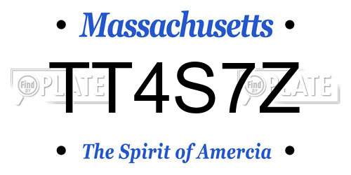 TT4S7Z Massachusetts License Plate
