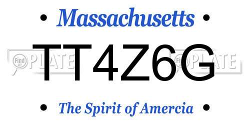 TT4Z6G Massachusetts License Plate