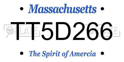 TT5D266 Massachusetts License Plate