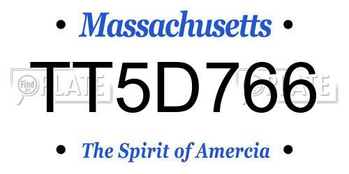 TT5D766 Massachusetts License Plate