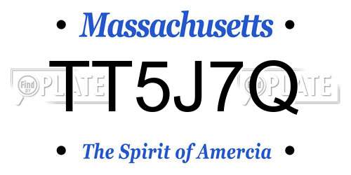 TT5J7Q Massachusetts License Plate