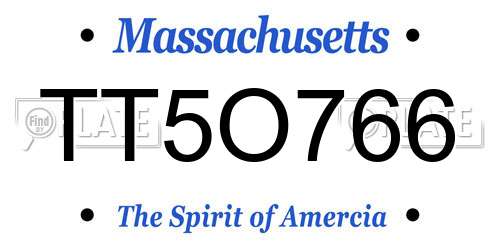 TT5O766 Massachusetts License Plate