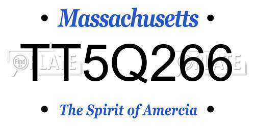 TT5Q266 Massachusetts License Plate