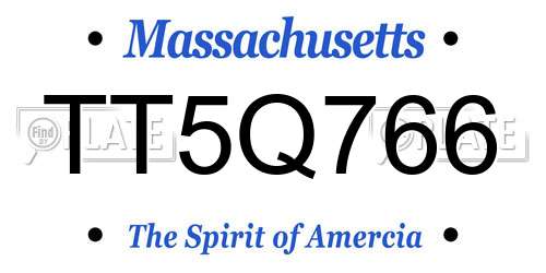 TT5Q766 Massachusetts License Plate
